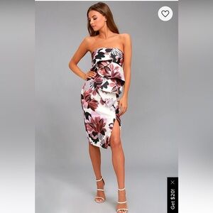Keepsake the label floral strapless elegant dress with slit